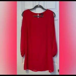 As U Wish Red Longsleeve Dress with Sheer Sleeves